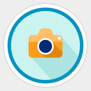 Camera flat icon. Vector illustration. Sticker